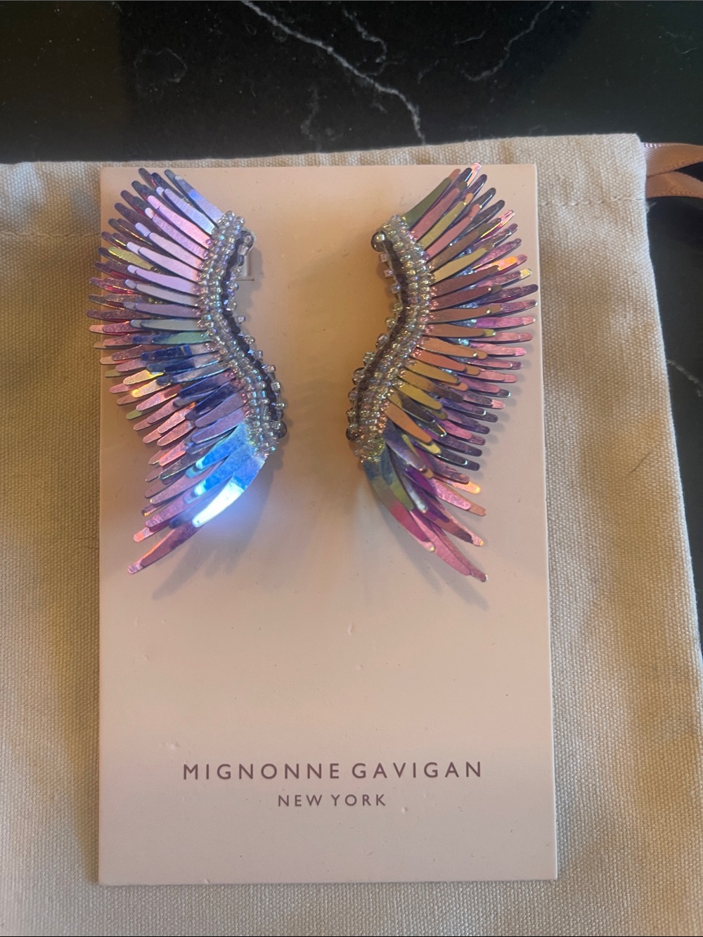 Mignonne Gavigan Iridescent Pink and Purple earrings